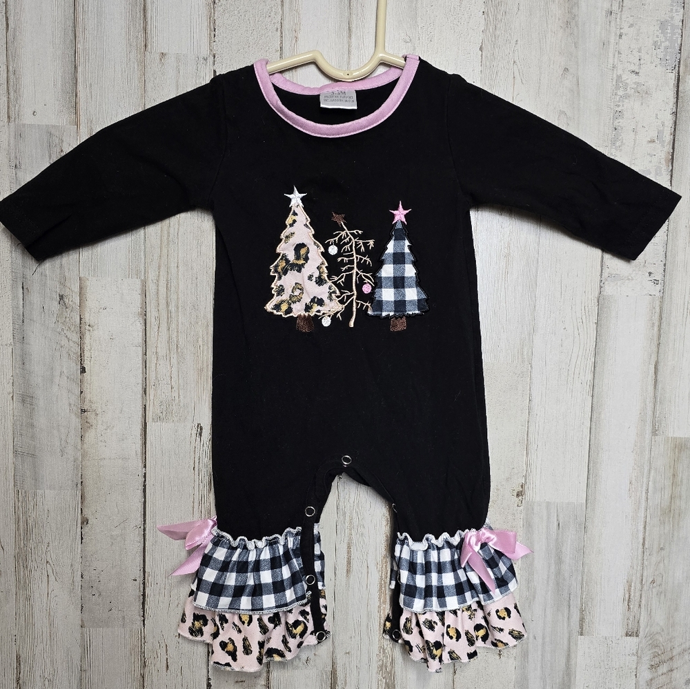 Christmas Holiday Boutique Girl 3-6 month Romper One Piece Ruffle